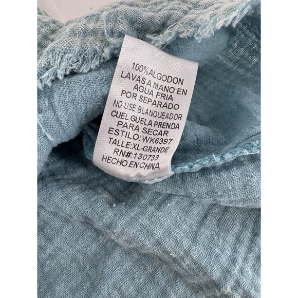 Umgee Tunic Top Sz XL Lagenlook Artsy Beach Raw Hem Guaze Blue Boho Loose Fit - Picture 10 of 12